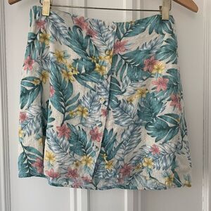 Emory park pink/green floral skirt set w/tie M